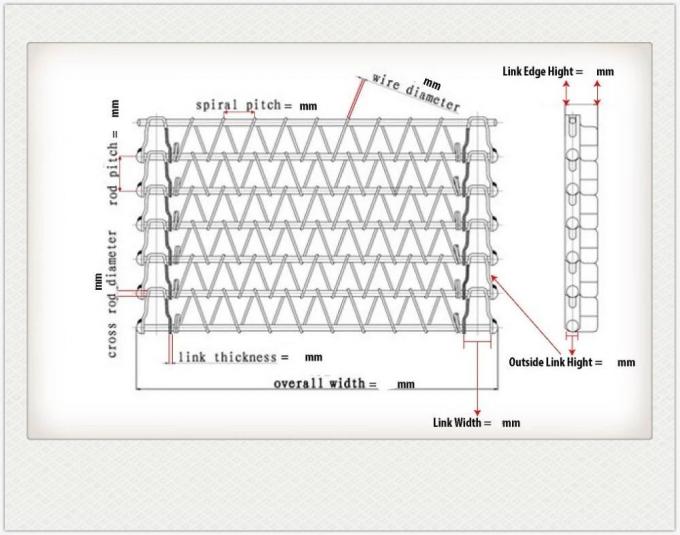 400 밀리미터 500 밀리미터 금속 철망 컨베이어는 체인과 플렉스 벨트를 평탄화합니다 1